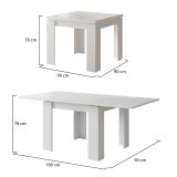 Tavolo Allungabile Bianco Allungabile Meccanismo Estensione a Libro 180x90x78h cm, Lunghezza Massima 180 cm - Popoli