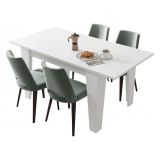 Tavolo Allungabile Bianco Allungabile Meccanismo Estensione Allunga Centrale 160x80x78h cm, Lunghezza Massima 160 cm - Pizzoli