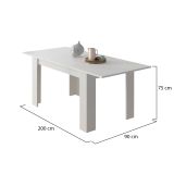 Tavolo Allungabile Bianco Allungabile Meccanismo Estensione Allunga Centrale 200x90x75h cm, Lunghezza Massima 200 cm - Marene