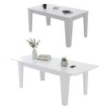 Tavolo Allungabile Bianco Allungabile Meccanismo Estensione Allunga Centrale 220x88x78h cm, Lunghezza Massima 220 cm - Sassetta