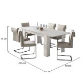Tavolo Allungabile Bianco Allungabile Meccanismo Estensione Allunga Centrale 220x90x75h cm, Lunghezza Massima 220 cm - Campora