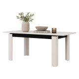 Tavolo Allungabile Bianco Crema Nero 8 Posti Allungabile 160x90x77h cm, Meccanismo Estensione Allunga Centrale - Lajon