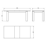 Tavolo Allungabile Bianco Crema Nero 8 Posti Allungabile 160x90x77h cm, Meccanismo Estensione Allunga Centrale - Lajon