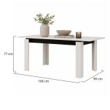 Tavolo Allungabile Bianco Crema Nero 8 Posti Allungabile 160x90x77h cm, Meccanismo Estensione Allunga Centrale - Lajon