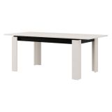 Tavolo Allungabile Bianco Crema Nero 8 Posti Allungabile 160x90x77h cm, Meccanismo Estensione Allunga Centrale - Lajon