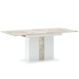 Tavolo Allungabile Bianco Grigio Cemento 8 Posti Allungabile 134x90x76h cm, Meccanismo Estensione Allunga Centrale - Livale
