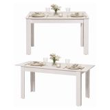 Tavolo Allungabile Bianco Opaco 8 Posti Allungabile 120x80x76h cm, Meccanismo Estensione Allunga Centrale - Marudo