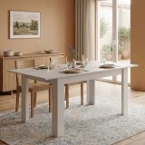 Tavolo Allungabile Bianco Opaco 8 Posti Allungabile 120x80x76h cm, Meccanismo Estensione Allunga Centrale - Marudo