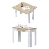 Tavolo Allungabile Bianco Opaco Marrone Rovere 4 Posti Allungabile 110x50x79h cm, - Paestum