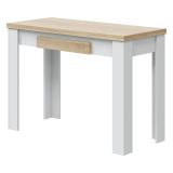 Tavolo Allungabile Bianco Opaco Marrone Rovere 4 Posti Allungabile 110x50x79h cm, - Paestum