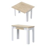 Tavolo Allungabile Bianco Opaco Marrone Rovere 4 Posti Allungabile 110x50x79h cm, - Paestum