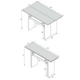 Tavolo allungabile Garland, Tavolo estensibile con apertura a libro, Tavolo consolle ausiliare pieghevole, 120x35h77 cm, Bianco e Cemento