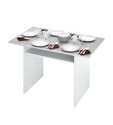 Tavolo allungabile Garland, Tavolo estensibile con apertura a libro, Tavolo consolle ausiliare pieghevole, 120x35h77 cm, Bianco e Cemento
