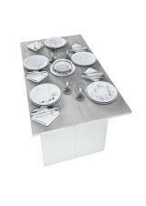 Tavolo allungabile Garland, Tavolo estensibile con apertura a libro, Tavolo consolle ausiliare pieghevole, 120x35h77 cm, Bianco e Cemento