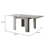Tavolo Allungabile Grigio Cemento Allungabile Meccanismo Estensione a Libro 180x90x78h cm, Lunghezza Massima 180 cm - Popoli