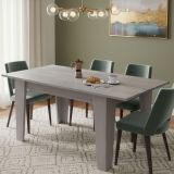 Tavolo Allungabile Grigio Cemento Allungabile Meccanismo Estensione Allunga Centrale 160x80x78h cm, Lunghezza Massima 160 cm - Pizzoli