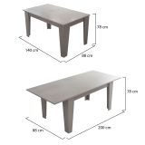 Tavolo Allungabile Grigio Cemento Allungabile Meccanismo Estensione Allunga Centrale 200x88x78h cm, Lunghezza Massima 200 cm - Salmour