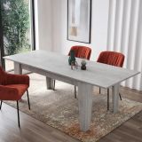 Tavolo Allungabile Grigio Cemento Allungabile Meccanismo Estensione Allunga Centrale 220x88x78h cm, Lunghezza Massima 220 cm - Sassetta