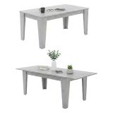 Tavolo Allungabile Grigio Cemento Allungabile Meccanismo Estensione Allunga Centrale 220x88x78h cm, Lunghezza Massima 220 cm - Sassetta