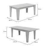 Tavolo Allungabile Grigio Cemento Allungabile Meccanismo Estensione Allunga Centrale 220x88x78h cm, Lunghezza Massima 220 cm - Sassetta