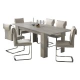Tavolo Allungabile Grigio Cemento Allungabile Meccanismo Estensione Allunga Centrale 220x90x75h cm, Lunghezza Massima 220 cm - Campora