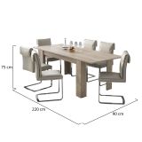 Tavolo Allungabile Grigio Rovere Grigio Allungabile Meccanismo Estensione Allunga Centrale 220x90x75h cm, Lunghezza Massima 220 cm - Campora