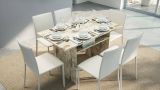 Tavolo allungabile Lavanda, Tavolo da pranzo con apertura a libro, Consolle multiuso allungabile, 100% Made in Italy, 120x70h75 cm, Vintage