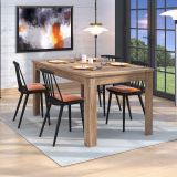 Tavolo Allungabile Marrone Noce 8 Posti Allungabile 160x91x77h cm, Effetto Invecchiato - Colosimi