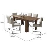 Tavolo Allungabile Marrone Noce Allungabile Meccanismo Estensione Allunga Centrale 220x90x75h cm, Lunghezza Massima 220 cm - Campora