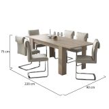 Tavolo Allungabile Marrone Olmo Allungabile Meccanismo Estensione Allunga Centrale 220x90x75h cm, Lunghezza Massima 220 cm - Campora