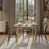 Tavolo Allungabile Marrone Rovere 6 Posti Allungabile 100x80x76h cm, Meccanismo Estensione Allunga Centrale - Liriteda