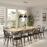 Tavolo Allungabile Marrone Rovere Nodi 12 Posti Allungabile 160x80x76h cm, Meccanismo Estensione Allunga Centrale - Lireli