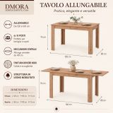 Tavolo Allungabile Marrone Rovere Nodi 8 Posti Allungabile 120x80x76h cm - Marudo