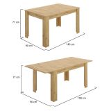Tavolo Allungabile Marrone Rovere Nodi 8 Posti Allungabile 190x90x77h cm, Meccanismo Estensione Allunga Centrale - Dencio