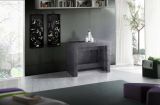 Tavolo allungabile Martino, Consolle allungabile fino a 12 posti, Tavolo con portallunghe, 100% Made in Italy, cm 51-300x90h77, Ardesia