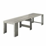 Tavolo allungabile Martino, Consolle allungabile fino a 12 posti, Tavolo con portallunghe, 100% Made in Italy, cm 51-300x90h77, Cemento