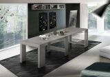 Tavolo allungabile Martino, Consolle allungabile fino a 12 posti, Tavolo con portallunghe, 100% Made in Italy, cm 51-300x90h77, Marmo grigio
