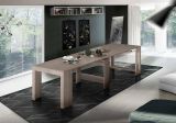 Tavolo allungabile Martino, Consolle allungabile fino a 12 posti, Tavolo con portallunghe, 100% Made in Italy, cm 51-300x90h77, Olmo perla
