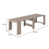 Tavolo allungabile Martino, Consolle allungabile fino a 12 posti, Tavolo con portallunghe, 100% Made in Italy, cm 51-300x90h77, Olmo perla