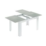 Tavolo allungabile Midland, Consolle estensibile per sala da pranzo, Tavolo apribile da cucina con prolunga, 140-190x90h78 cm, Cemento e Bianco