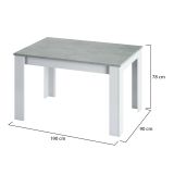 Tavolo allungabile Midland, Consolle estensibile per sala da pranzo, Tavolo apribile da cucina con prolunga, 140-190x90h78 cm, Cemento e Bianco