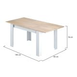 Tavolo allungabile Midland, Consolle estensibile per sala da pranzo, Tavolo apribile da cucina con prolunga, 140-190x90h78 cm, Rovere e Bianco