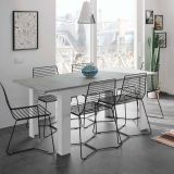 Tavolo allungabile minimal 6-8 posti 140-190x90cm cemento e bianco - Abudula