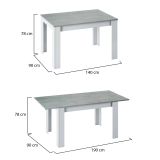 Tavolo allungabile minimal 6-8 posti 140-190x90cm cemento e bianco - Abudula