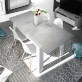Tavolo allungabile minimal 6-8 posti 140-190x90cm cemento e bianco - Abudula
