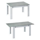 Tavolo allungabile minimal 6-8 posti 140-190x90cm cemento e bianco - Abudula