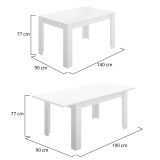 Tavolo allungabile moderno 6-8 posti 140-190x90cm bianco lucido - Dencio