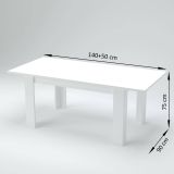 Tavolo allungabile Nanni, Consolle allungabile fino a 10 posti, Consolle estensibile 100% Made in Italy, cm 140-190x90h75, Bianco lucido
