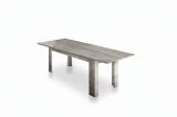 Tavolo allungabile Nanni, Consolle allungabile fino a 10 posti, Consolle estensibile 100% Made in Italy, cm 140-190x90h75, Marmo grigio