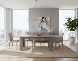 Tavolo allungabile Nanni, Consolle allungabile fino a 10 posti, Consolle estensibile 100% Made in Italy, cm 140-190x90h75, Olmo perla